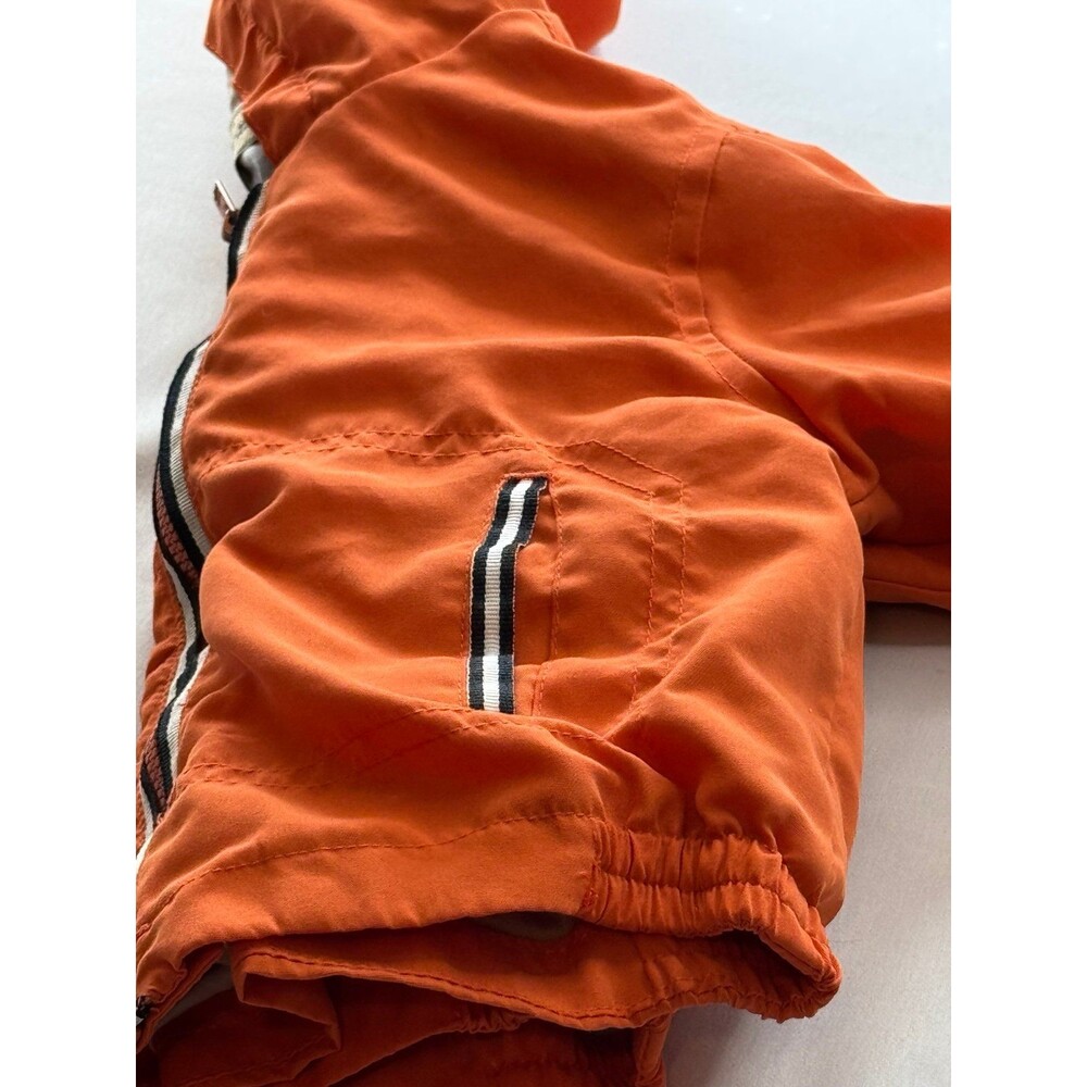Zip Up, Boy’s Hooded Orange Jacket/Coat (Size 12 Months), Striped Interior - Picture 10 of 11